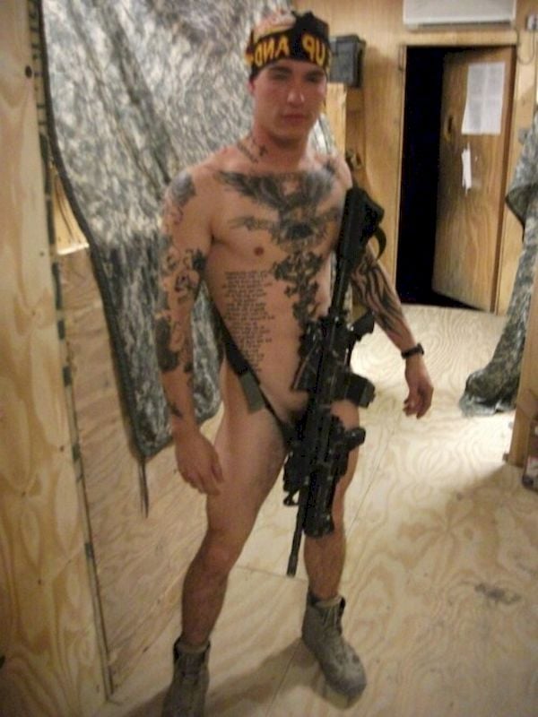 tattooed soldier military dude showing gun and cock naked in war amateur pics real porn leaked